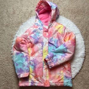 The Children's Place Girl's Winter Jacket | Size XL | Tie Dye Pink Blue Yellow